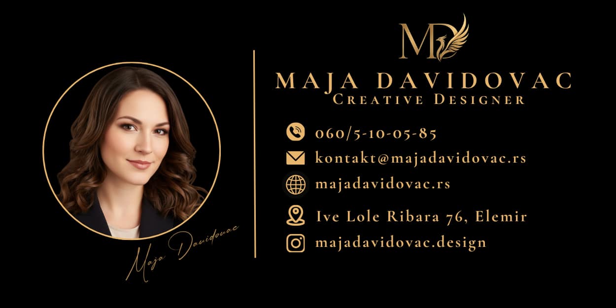 Prednja strana vizitke Maja Davidovac Design